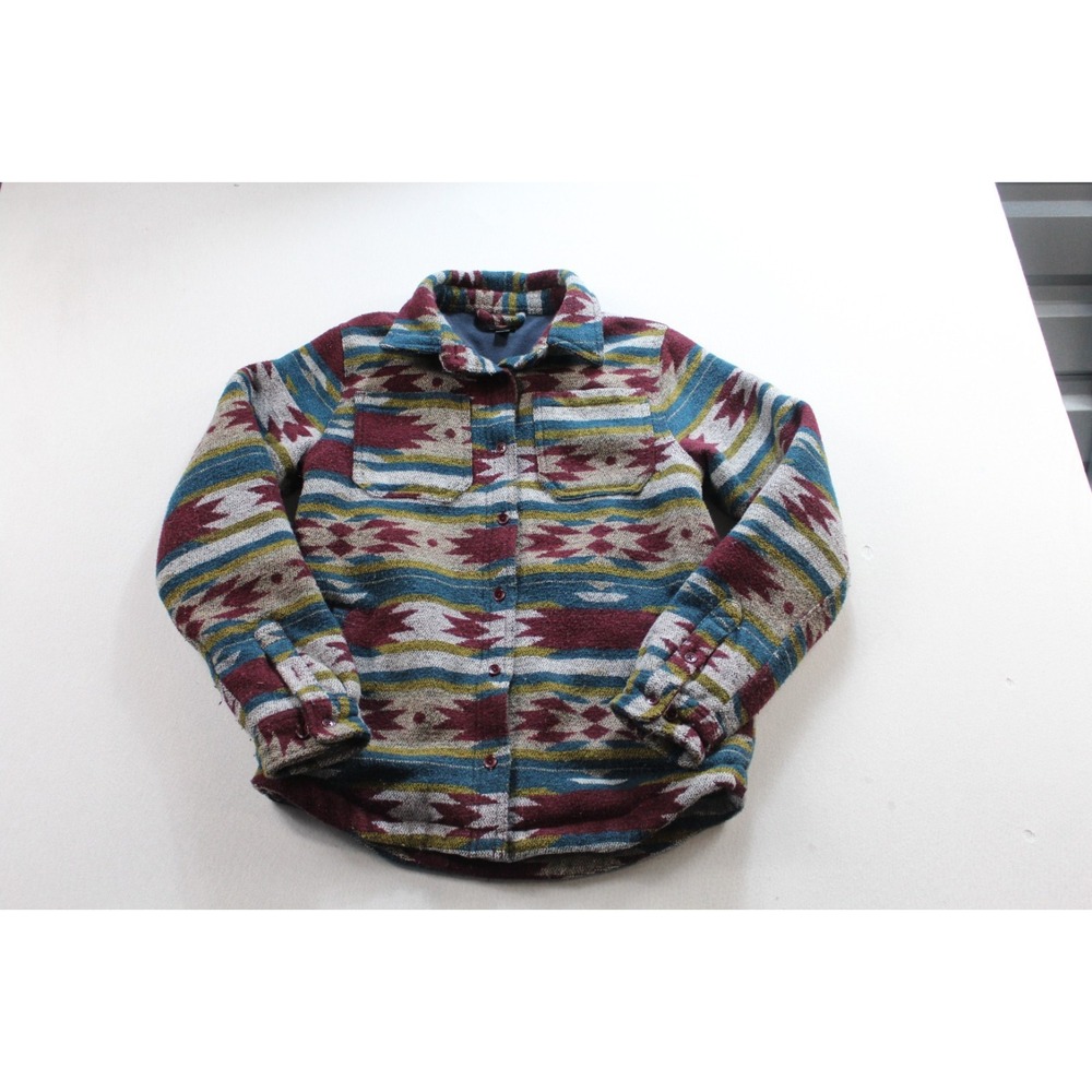 Mountain and Isles Men Blue Sweater Aztec Long Sleeve Collared Heavy Size Small